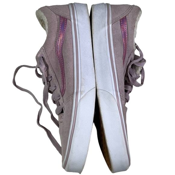 Vans Pink Suede Old Skool Sherpa Lined Sneakers Holographic Stripe US Missy 5.0 - Picture 6 of 12